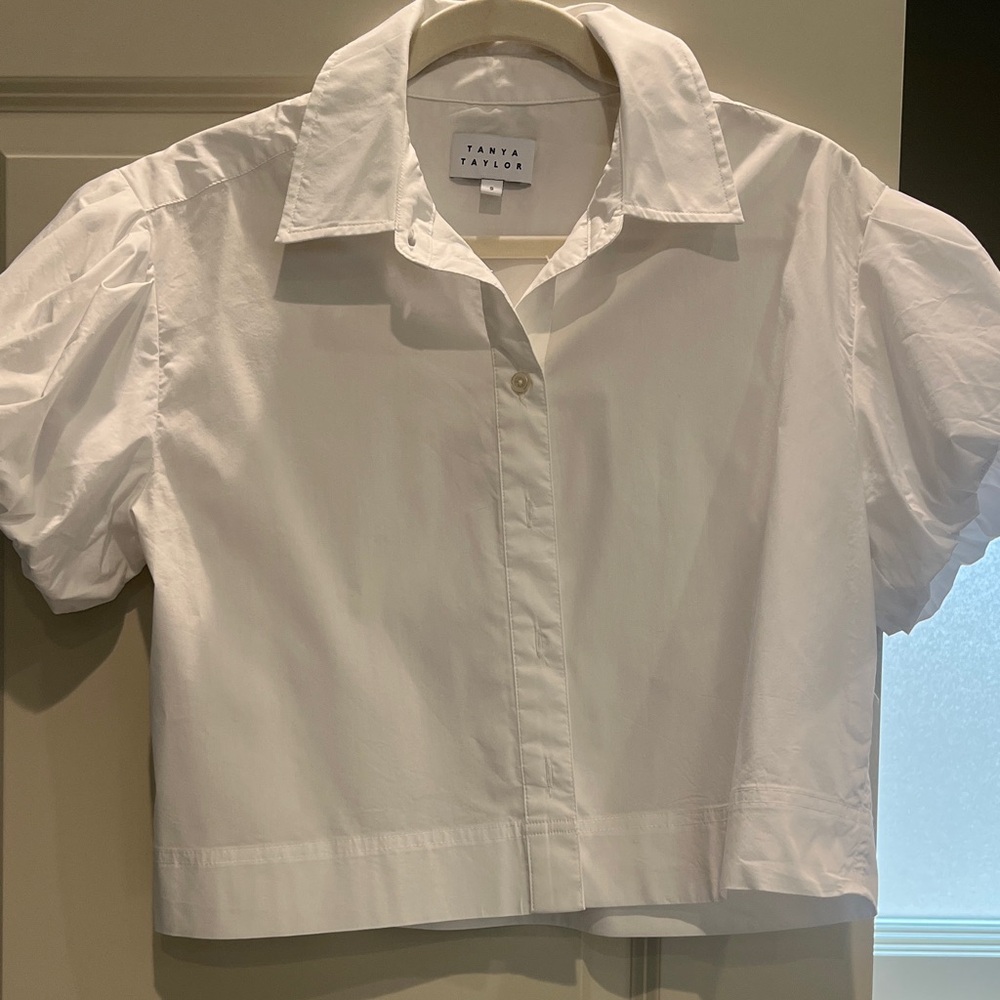 Tanya Taylor puff sleeve shirt Crisp White Collared Blouse small